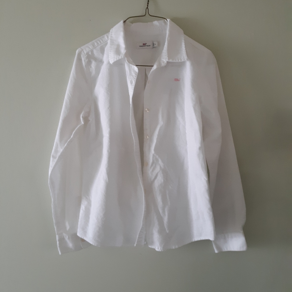Girls white button up shirt